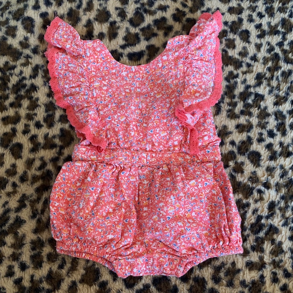 NWOT- Coral Cat & Jack Baby Girl Romper